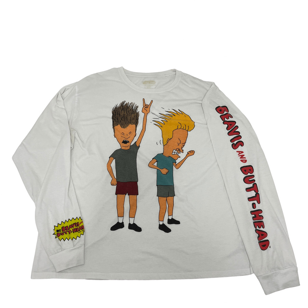 White Beavis & Butthead Long Sleeve T-Shirt Size unknown
